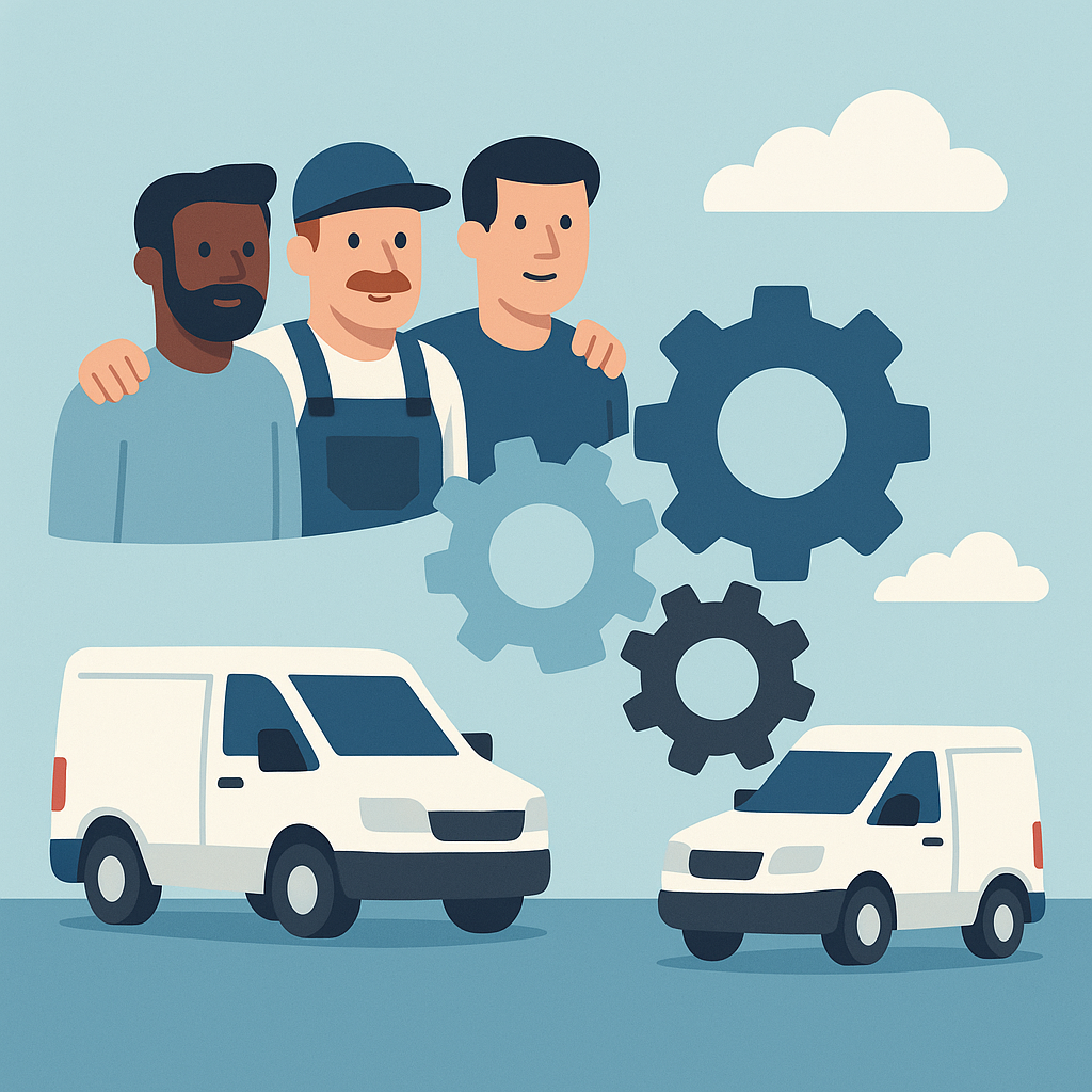 Graphic of linked arms or united vans